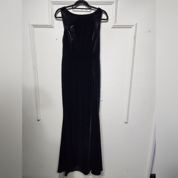 Lulus Ravishing Poise Black Velvet Cowl Back Sleeveless Maxi Dress Wedding - Picture 6 of 9